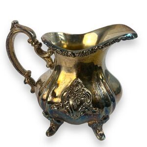 Vintage Silver Plated Unique Tea Poured Creamer C72Q‎
